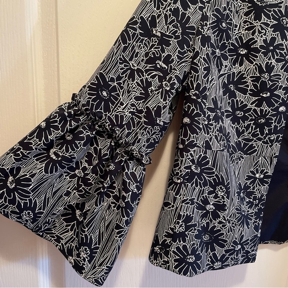 Banana Republic Navy/White Floral Jacket Blazer Size 10 - Picture 4 of 14